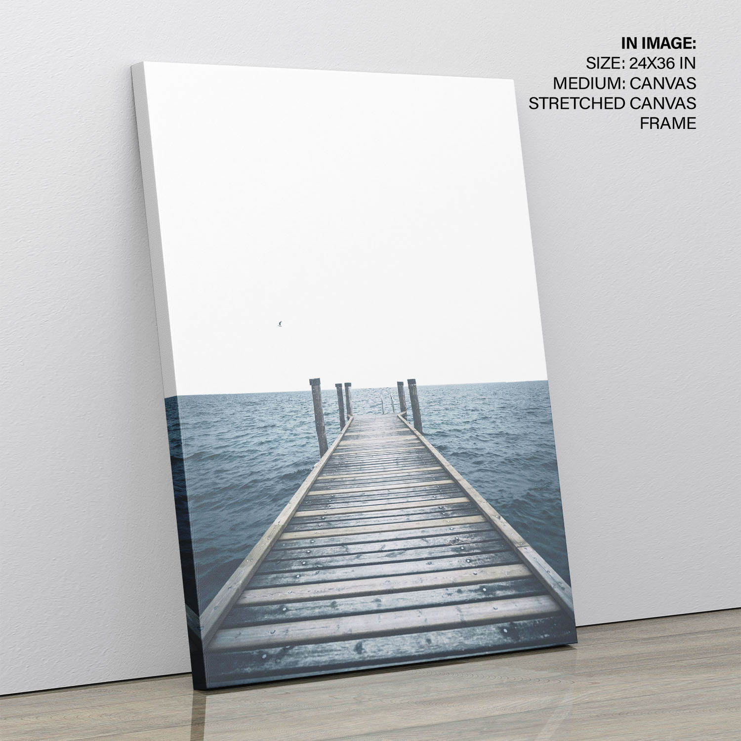 Blue sea wooden pier Framed Wall Art, Wall Décor, Paintings, Wall