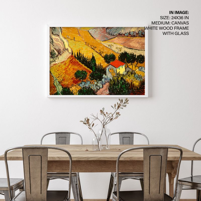 Wee Blue Coo Kunstdruck „Vincent Van Gogh Landscape With House Ploughman“ – 30x41 Cm (12x16 Zoll), Hochwertiger Druck