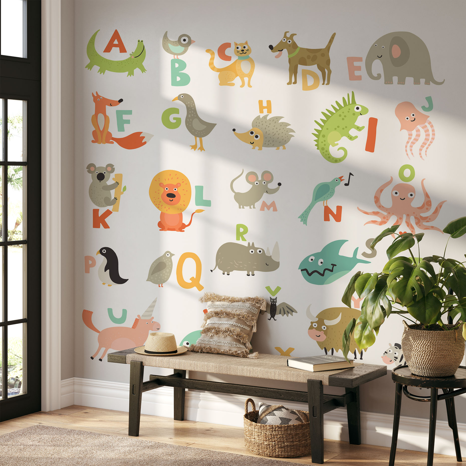 Kids childish alphabets with animals - Wall Murals, Wall Paper Decor ...