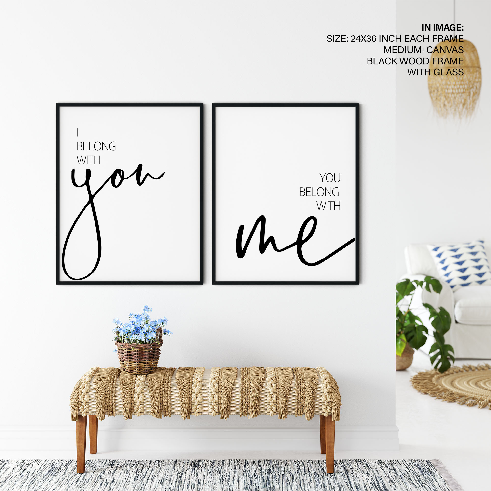 I belong to you Set of 2, Romantic Framed Wall Art Framed Wall Art