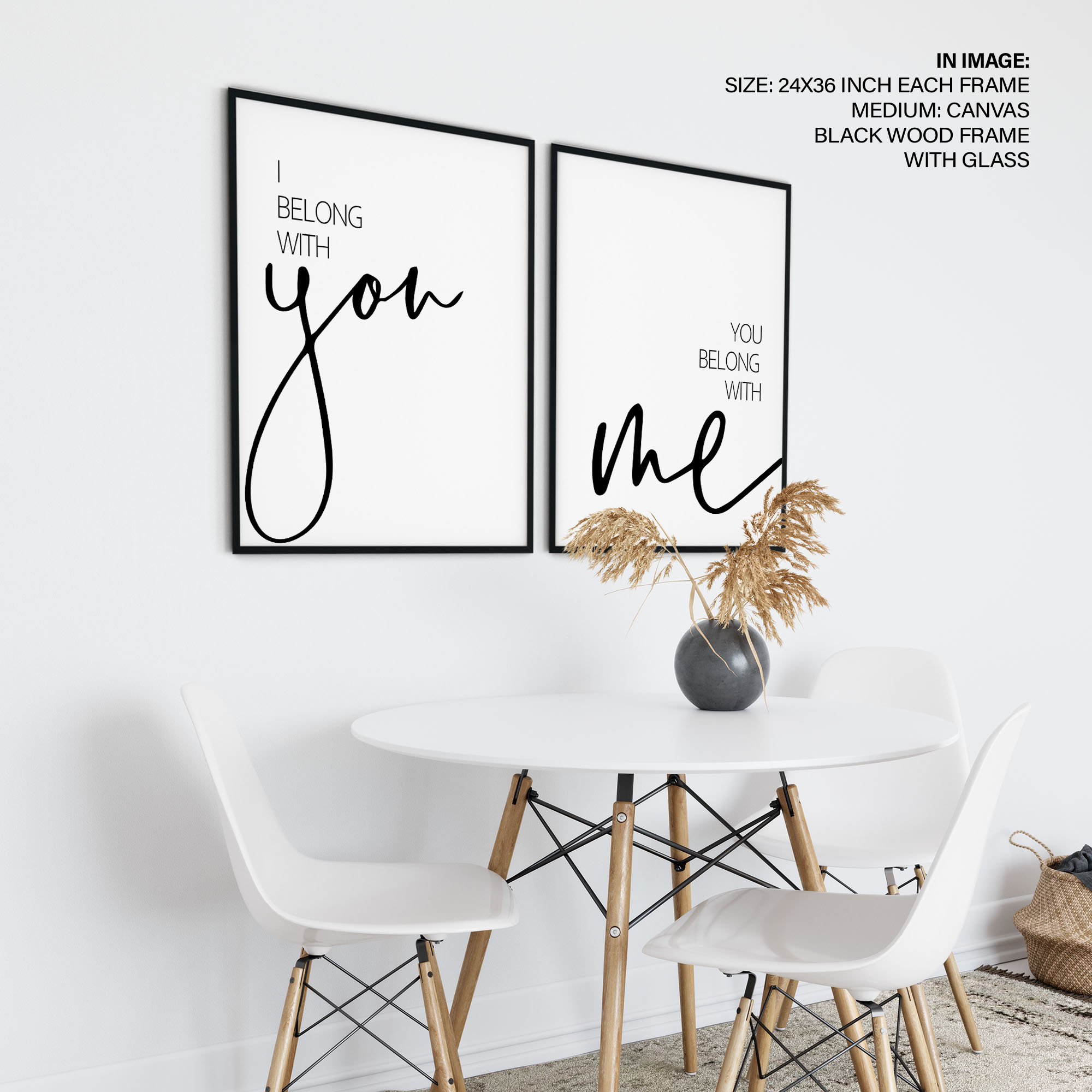 I belong to you Set of 2, Romantic Framed Wall Art Framed Wall Art