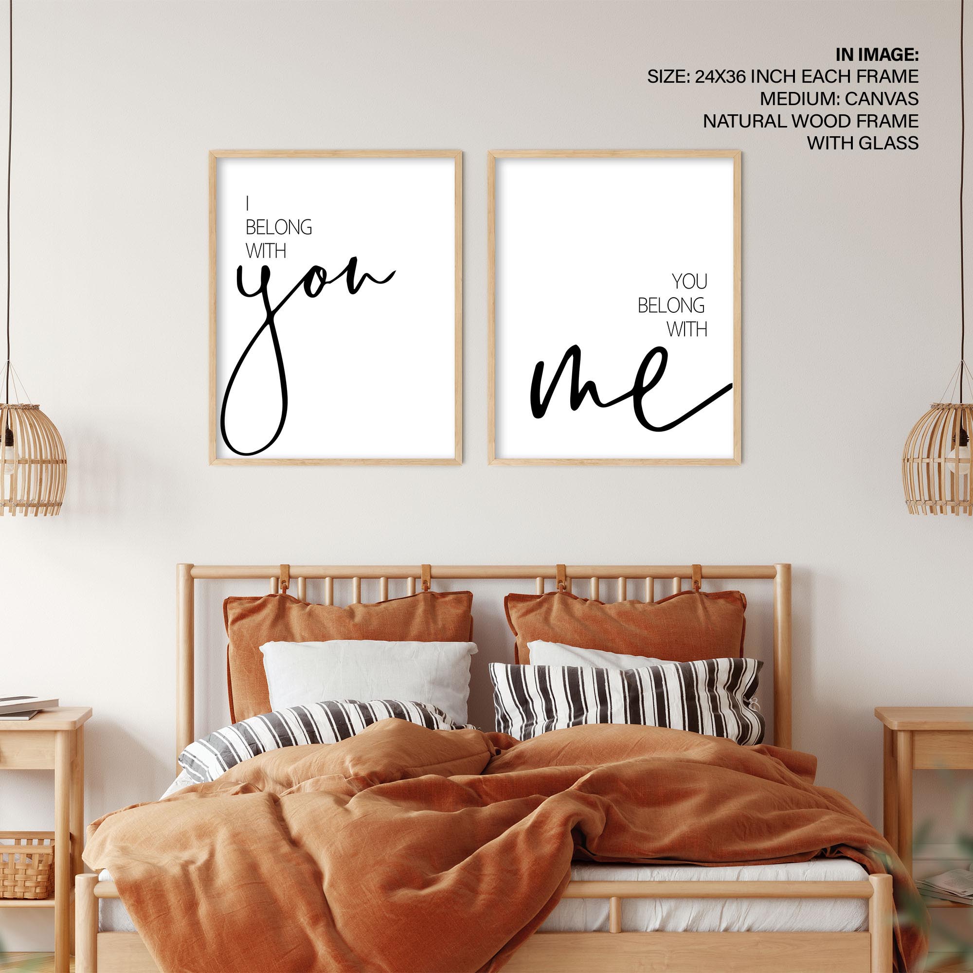 I belong to you Set of 2, Romantic Framed Wall Art Framed Wall Art