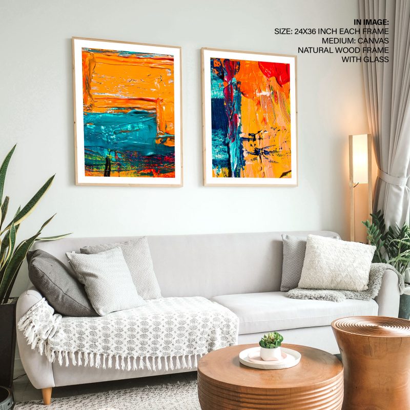 Set of 2 colorful abstract Framed Wall Art, Wall Décor, Paintings