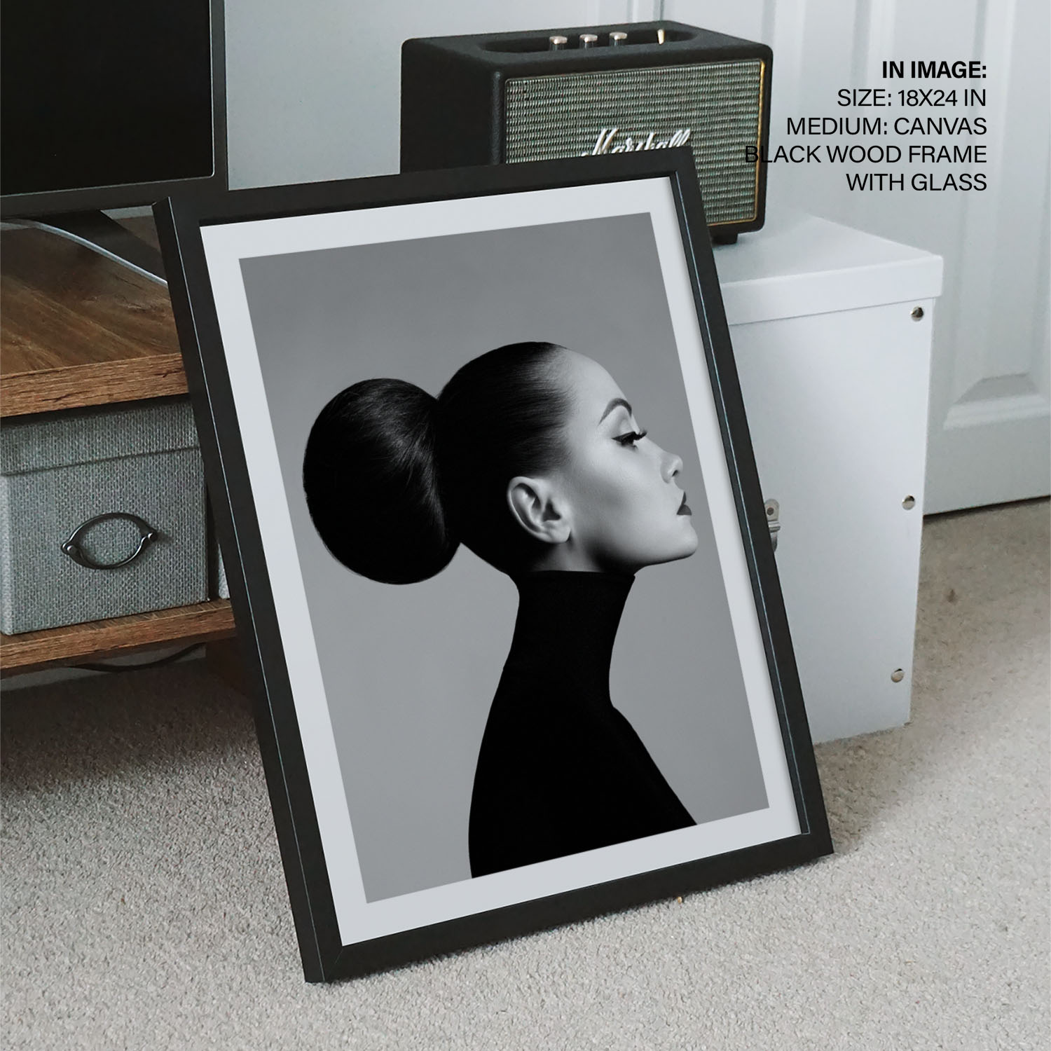 Black and white portrait of fashionable woman model - Framed Wall Art ...