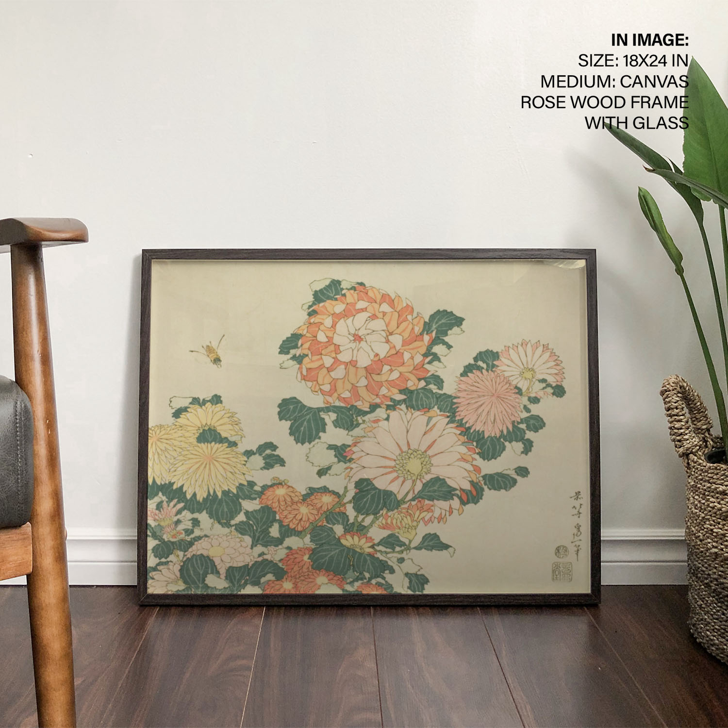 Chrysanthemums and bee by Katsushika Hokusai (183133) Framed Wall