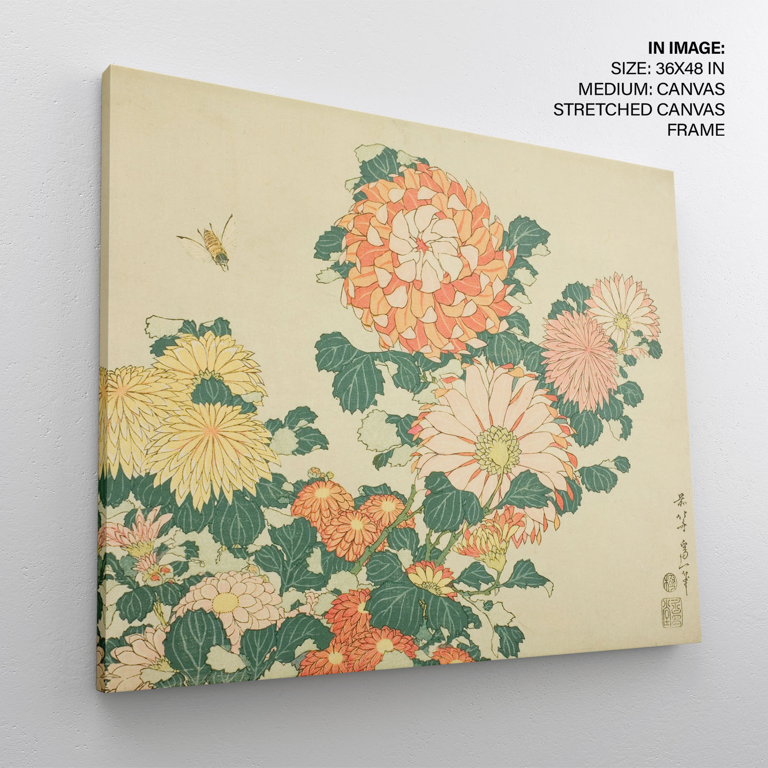 Chrysanthemums and bee by Katsushika Hokusai (183133) Framed Wall