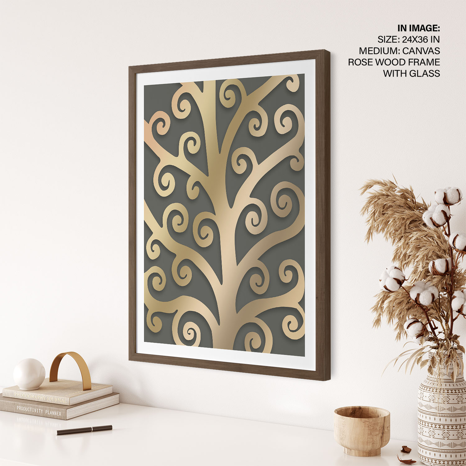 Abstract golden tree branch Wall Art, Hanging Wall Decor, Home Decor