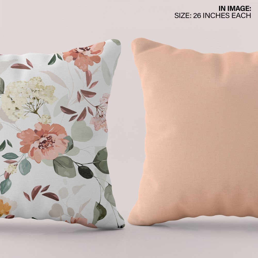 Throw Pillow Cushion Covers Set of 2 elegant peachy floral pattern
