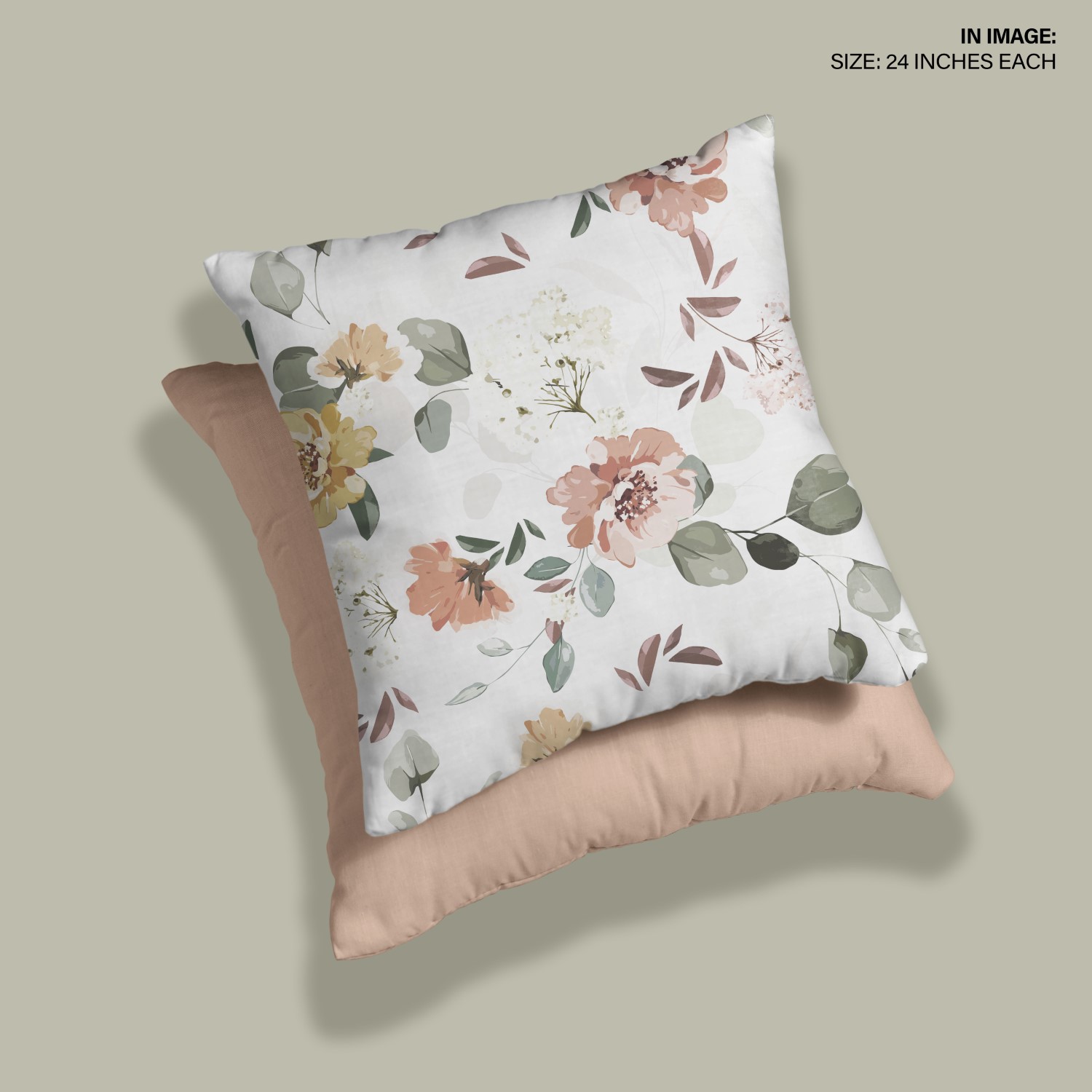 Throw Pillow Cushion Covers Set of 2 elegant peachy floral pattern